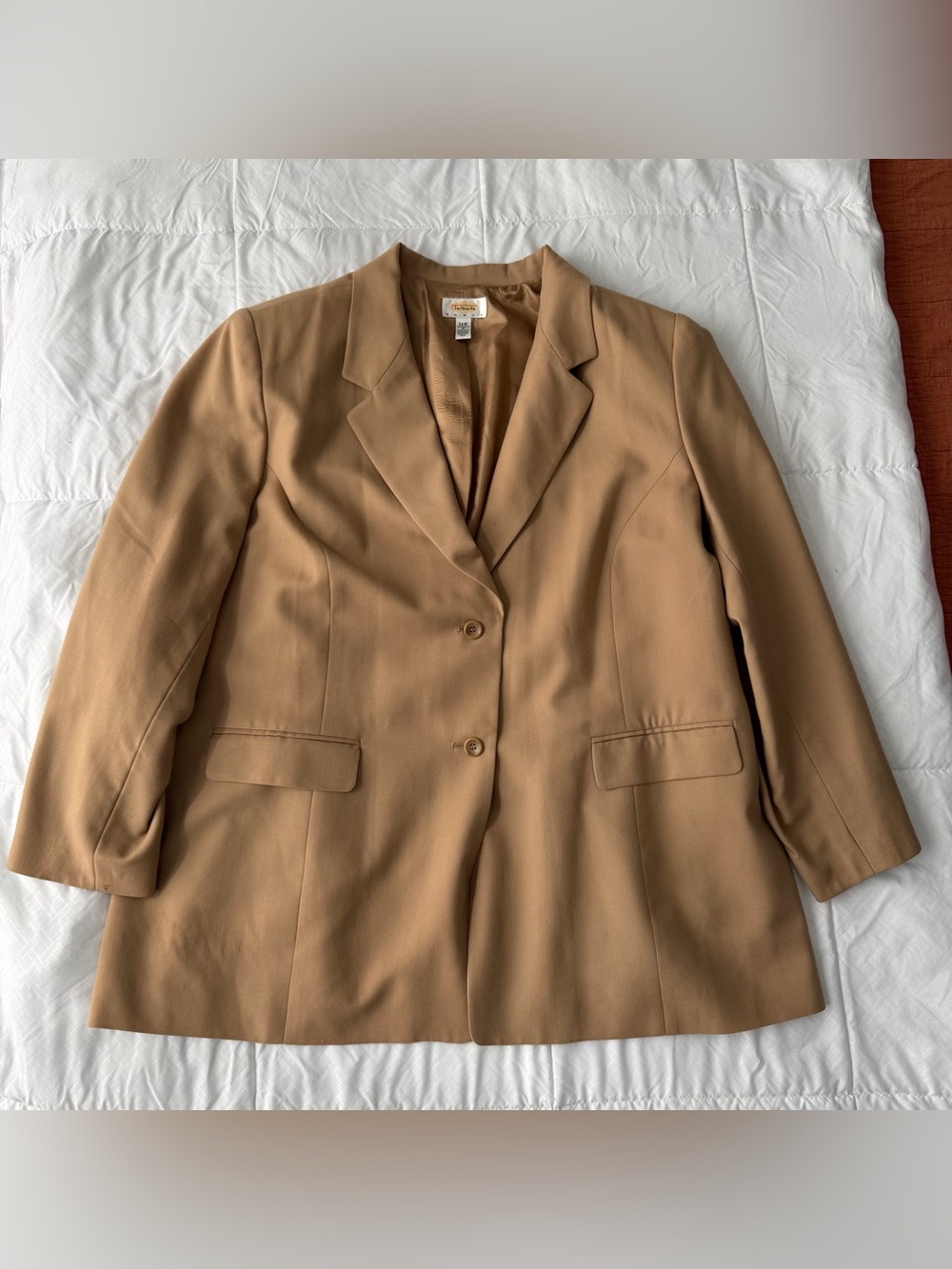 Vintage Talbots Wool Blazer Jacket Women 24W Tan Beige Academia Business Office